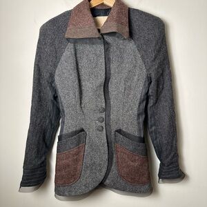 ANTONIO GARCIA Vintage 90s Wool Patchwork Jacket XS Boutique Designer